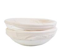 Bread Banneton Proofing Basket & Liner Dough Rising Rattan Handmade Rattan Bowl-Oval, 2 Pcs (Round)