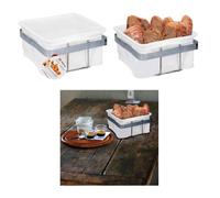 Bread Basket Food Serving Storage Hamper Metal White Fabric Square