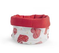 Bread Basket In Fabric With Red Hearts Pattern