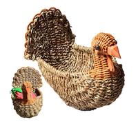 Bread Basket - Turkey Shaped Snack Container - Rattan Storage Basket - for Vegetables, Potatoes, Bread, Crackers, Chips on Table, Shelf or in the Storage Cabinet