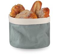 Bread Basket with Cover and Drawstring, Ø 25 cm, 100% Cotton Bread Bag, Anti-Collapse, Bluish Grey