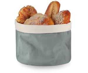 Bread Basket with Cover and Drawstring, Ø 25 cm, 100% Cotton Bread Bag, Anti-Collapse, Bluish Grey
