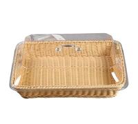 Bread Baskets for Serving, 16x12x6 Inch Woven Basket with Lid & Handle, Dustproof Fruit Containers for Home, Shop, Picnic, Beige.