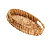 Bread Baskets for Table,Rattan Tray 13.8 Inch Round Woven Wicker Tray Built in Handle Rustic Bread Baskets for Table Decorative Rattan Basket