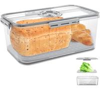 Bread Bin Airtight Bread Bins for Kitchen Counter, Time Recording Bread Box with Lid, Reusable Bread Storage Container, Bread Keeper Box with Air Valve, Bread Loaf Keeper for Bun Bagel Sandwich