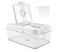 Bread Bin Airtight Bread Box for Kitchen Counter, Time Recording Breads Storage Container with Lid and Measuring Cup, Clear Plastic Breads Keeper for Toast, Bagel, Donut and Cookies(32x 22x 13cm)