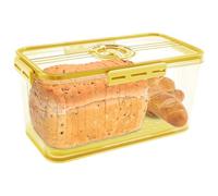 Bread Bin Airtight Bread Box,Time Recording Bread Box with Lid, Clear Breads Bins Storage for Kitchen Countertop, Plastic Breads Keeper with Air Valve for Bun Bagel Sandwich (Yellow-32.5X17.5X15.3CM)
