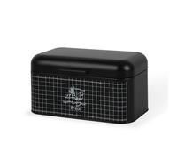 Bread Bin Box Container Stainless Steel Lid Metal Roll Bun Storage 2 Sizes Black