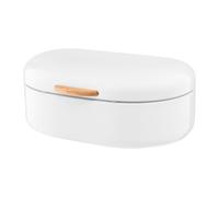 Bread Bin Box Wooden Bamboo Handle Stainless Steel Modern Design 3 Colours 35cm