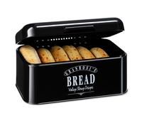 Bread Bin Bread Box Vintage Food Storage Hinged Lid Container Enamel Steel Black