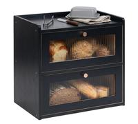 Bread bin, bread storage box, bread box, bamboo, 2-tier