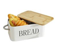 Bread Bin, Metal Bread Box with Wooden Lid for Cutting Bread Board, Vintage Bread Storage Container with 2 Handle, 30x18.5x13.5cm Space Saving Bread Storage Box Keep Bread Fresh for Kitchen Countertop