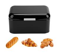 Bread Bin, Metal Cream Bread Bins for kitchen, Vintage Bread Box Container Holder, Kitchen Countertop Storage Breadbin, Food Storage Box for Fresh Loaves,Cookies,Pastries,Black,30.5x18x16 cm (black)