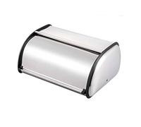 Bread Bin Roll Top Stainless Steel Silver Bread Loaf Canister Vintage Metal Bread Box Rolling Container Kitchen Home Food Storage (34x24x15cm)