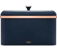 Tower T826130MNB Cavaletto Bread Bin with Removable Lid, Large Capacity, Durable Steel Body, Midnight Blue and Rose Gold