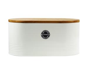 Bread Bin Vintage Cream Metal Tin Labelled Food Storage Airtight Lid Container