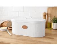 Bread Bin White Large Bread Loaf Box Container Kitchen Food Storage Barrel Metal