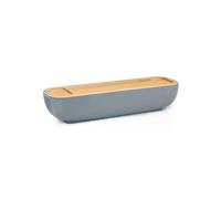 Alpina Bread Bin with Bamboo Lid/Chopping Board Handles 40 x 12.2 x 8.5 cm Grey
