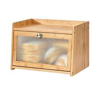 Bread Bin, Wooden Bread Bin for Kitchen Counter, 40x25x27cm Large Bread Bin