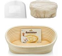 Bread Bosses "Oval Bread Banneton Proofing Basket - 10 Inch Baskets Sourdough Banaton Towel for Baking Oval Proofing for Sourdough Bread Making Starter Jar Kit