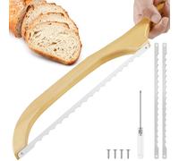Bread Bow Cutter, 15.7×2.8 Inch Bread Bow Saw for Slicing,with Wooden Handle Sourdough Bread Slicer for Homemade Bread Bread Cutter Slicer for Home Kitchen(Saw+2 Saw Blade+Screwdriver)
