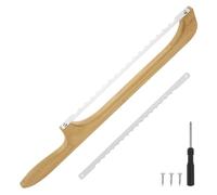 Bread Bow Cutter Stainless Steel Sourdough Bread Slicer with Wood Handle Serrated Bagel Cutter Replaceable Bread Cutter Slicer Practical Bread Slicer for Home Baking xiangbaoshang