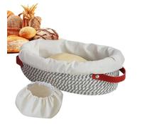 Bread Bowl - Oval And Round Rising Basket | Cotton Rope Double Handle Bowl, Multifunctional Beautifully Crafted Proofing B́owl, For Home Bakers, Includes Liner And Cloth Cover