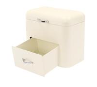Bread Box, 2 Tier Bread Bin with Drawer, Kitchen Storage Box for Bread, Morden Fresh Bread Keeper, Food Shelf Organizer, for Pastries, Doughnuts, Cookies, 30 x 20.5 x 26.5 cm (White)