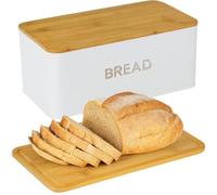 Bread Box for Kitchen Countertop, Homemade Bread - Bamboo Cutting Board Lid