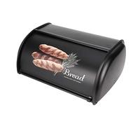 Oumefar Bread Box Stainless Steel Bread Bin Large Capacity Bread Storage Container cake box with Rolling Top Lid for Home Kitchen Party Bakery Restaurant (Black)