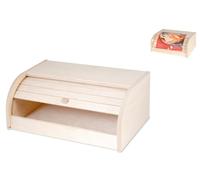 Bread Box With Roller Shutter In Light Brown Wood 17X26X39 Cm Home