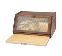 Bread Box with Ventilation Holes, Large Capacity Wooden Bread Bin with Transparent Window and Cutting Board, Keeps Bread Fresh for Longer, Bread Storage Box for Kitchen Countertop and Dining Room
