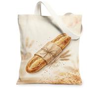 Bread Canvas Tote Bag for Women, Rustic Natural Wheat Twine None Beige Washable Reusable Small Tote Bags Ideas for Family F, Beige, 13x15 Inch