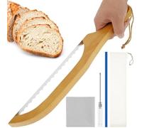Bread Cutter, 15.7 Inch Stainless Steel Bread Bow Saw for Slicing Multi-Purpose Bread Slicer with Screwdriver, Cutter Protector & Storage Bag Serrated Bagel Cutter for Homemade Bagels Bread Baguettes