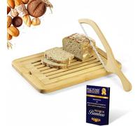 Bread Cutting Board, Bread slicer,Crumb Tray with holder,Bread Serving for Kitchen-Complete set for Slicing Homemade Bread- bow knife (16") Cutting Board (15x9,5") with Crumb