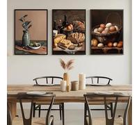 Bread Egg Still Life Vintage Poster Canvas Paintings Wall Art Pictures For Living Room Kitchen Home Decor No Frame-50x70cmX3