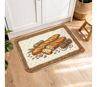 Bread Kitchen Mats for Floor, Rustic Farmhouse Wheat Buns Fall Cream Comfort Washable Decorative Kitchen Mats for Sink Area Laundry Room Bathroom Vanity 20x31 Inch