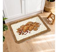 Bread Kitchen Mats for Floor, Rustic Farmhouse Wheat Buns Fall Cream Soft Washable Padded Floor Mat for Sink Area Laundry Room Bathroom Hallway 16x24 Inch