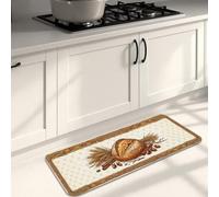 Bread Kitchen Mats for Floor, Rustic Farmhouse Wheat Buns Fall Cream Washable Soft Padded Floor Mat for Sink Area Laundry Room Bathroom Vanity 16x47 Inch
