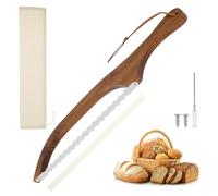 Bread Knife Serrated Bread Bow Cutter Stainless Steel Bread Slicer Professional Bread Knife for Homemade Bread with Wooden Handle Suitable for Cutting All Kinds of Bread, Cakes, Shelled Fruit, Etc