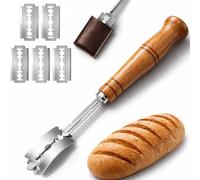 Bread Lame Cutter, Premium Bread Scoring Knife with 5 Replaceable Blades&1 Storage Bags,Dough Cutter&Bread Lame Dough Scoring Tool with Long Beechwood Handle, Ideal for Bread Novice,Professional Baker