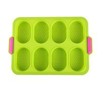 Bread Mould 8 Grids Silicone Non-Stick Perforated French Bread Baguette Pans Baking Foil Mat Bread Mould Bread Crisping Tray Loaf Baking Mould Breadstick and Rolls (Green)