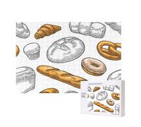 Bread Pattern On White,300 Pieces Wooden Jigsaw Family Game Jigsaw Puzzles for Adults Teens Home Decor