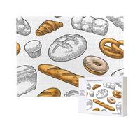Bread Pattern On White,500 Pieces Wooden Jigsaw Family Game Jigsaw Puzzles for Adults Teens Home Decor