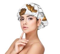 Bread Pattern On White,Adult's Satin Sleeping Cap - Women's Elastic Sleep Bonnet, Adjustable Overnight Hair Cover