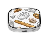 Bread Pattern On White,Meta Pill Box 2 Compartment Medicine Case,Portable Organizer