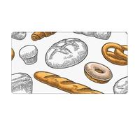 Bread Pattern On White,Mouse Pad Large Desk Pad Computer Keyboard Mouse Mat with Non Slip Rubber Base 40 x 70 cm