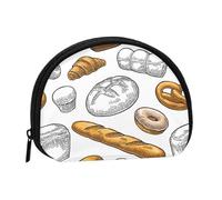 Bread Pattern On WhiteSmall Makeup Sanitary Napkin Storage Bag,Women's Cosmetic Coin Purse