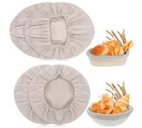 Bread Proofing Basket, 4 Pcs Reusable Original Color Bread Proof Cover Washable Proofing Basket Liner for Bakery Home Baking Breads Sourdough Homemade Baking Dough (Oval and Round)
