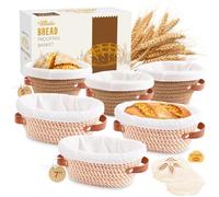 Bread Proofing Basket, 5 Inch Mini Bread Basket Set of 6, Sourdough Bread Baking Supplies, Sourdough Starter Kit, Sour Dough Starter Kits, Baking Gifts for Women, Sourdough Proofing Basket